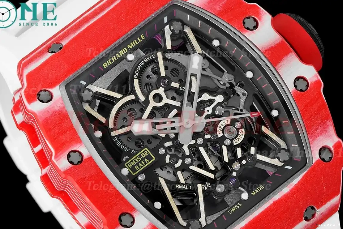 Dial on Carbon RM035-02 White Skeleton V5 RU Strap NH05A ZF 0329